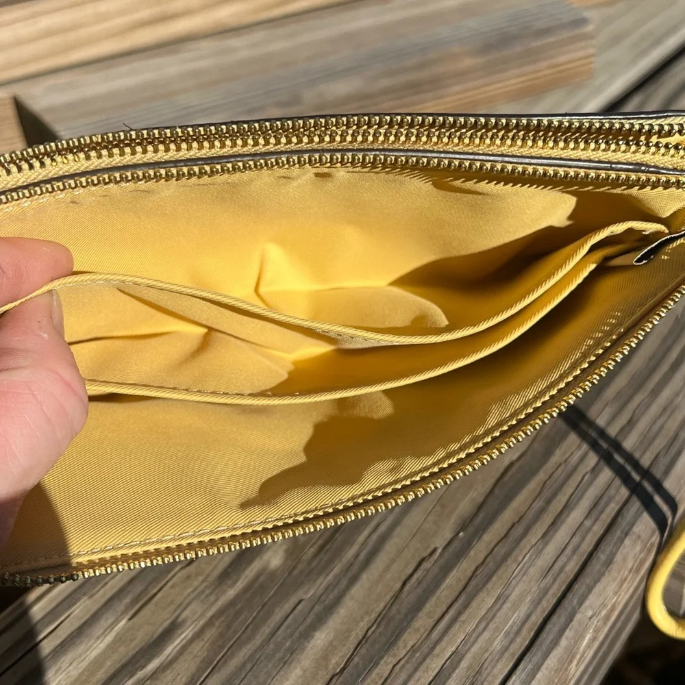 - Coach Double Sided Yellow Leather Wristlet! EUC!!